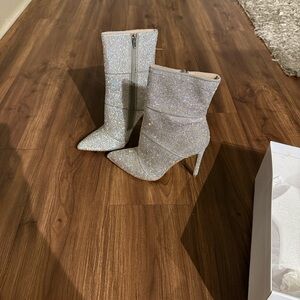 Steve Madden Sparkling Silver Heeled Boots